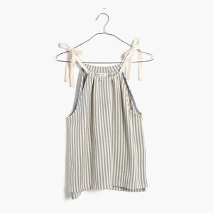 Madewell Striped Tie Shoulder Top